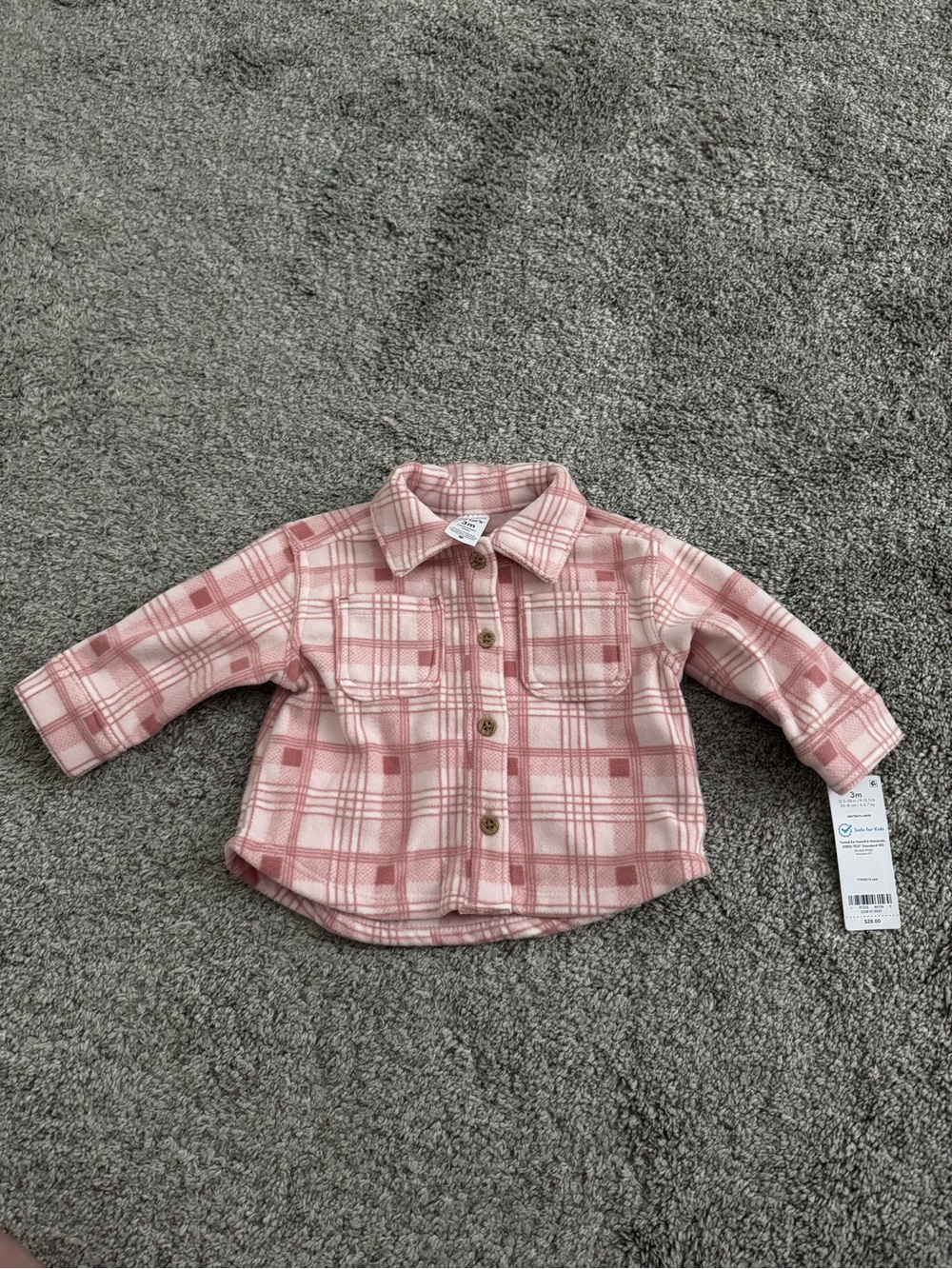 Carter's Pink Plaid Button-Down Shirt Jacket